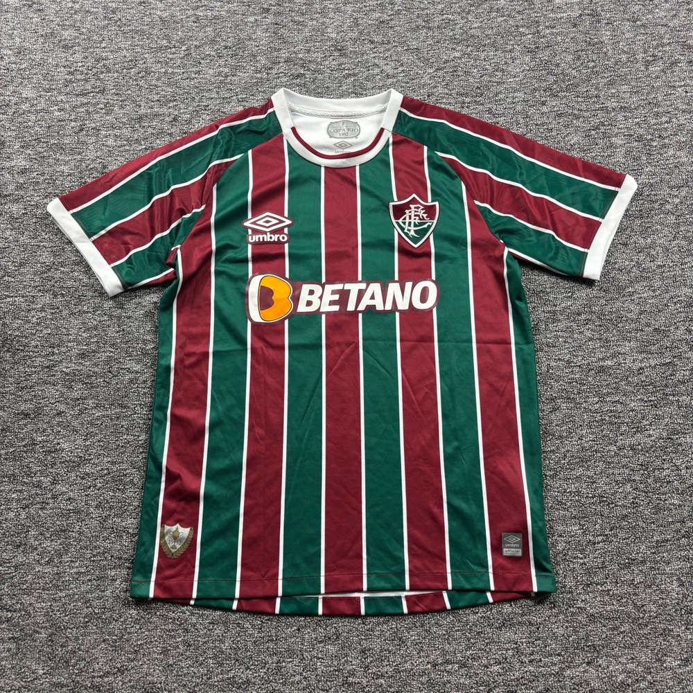 Umbro Fluminense FC Home Soccer Jersey Striped Maroon Green Size Large